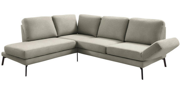 ECKSOFA Olivgrün Mikrofaser  - Schwarz/Olivgrün, KONVENTIONELL, Textil/Metall (207-223/250-288cm) - Hom`in