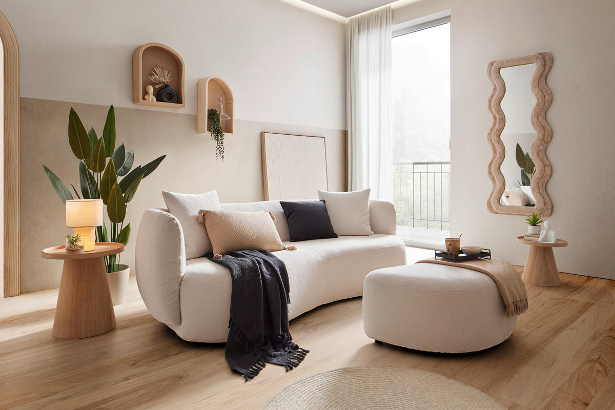 BIG SOFFA i chenille beige  - beige/svart, Modern, textil/plast (235/72/110cm) - MID.YOU