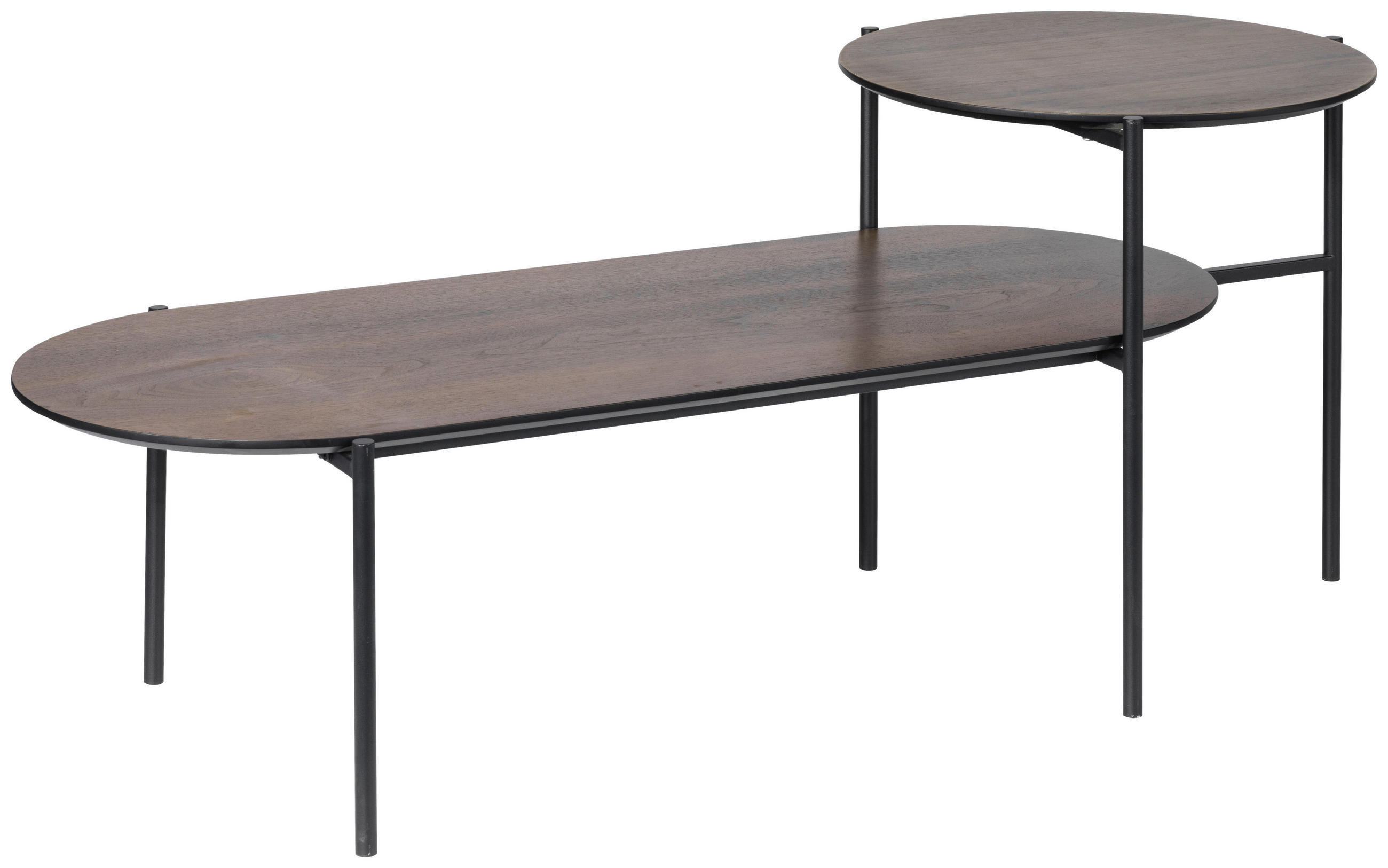COUCHTISCH 118/45/48 cm oval Schwarz, Eiche dunkel  - Eiche dunkel/Schwarz, Design, Holzwerkstoff/Metall (118/45/48cm) - MID.YOU