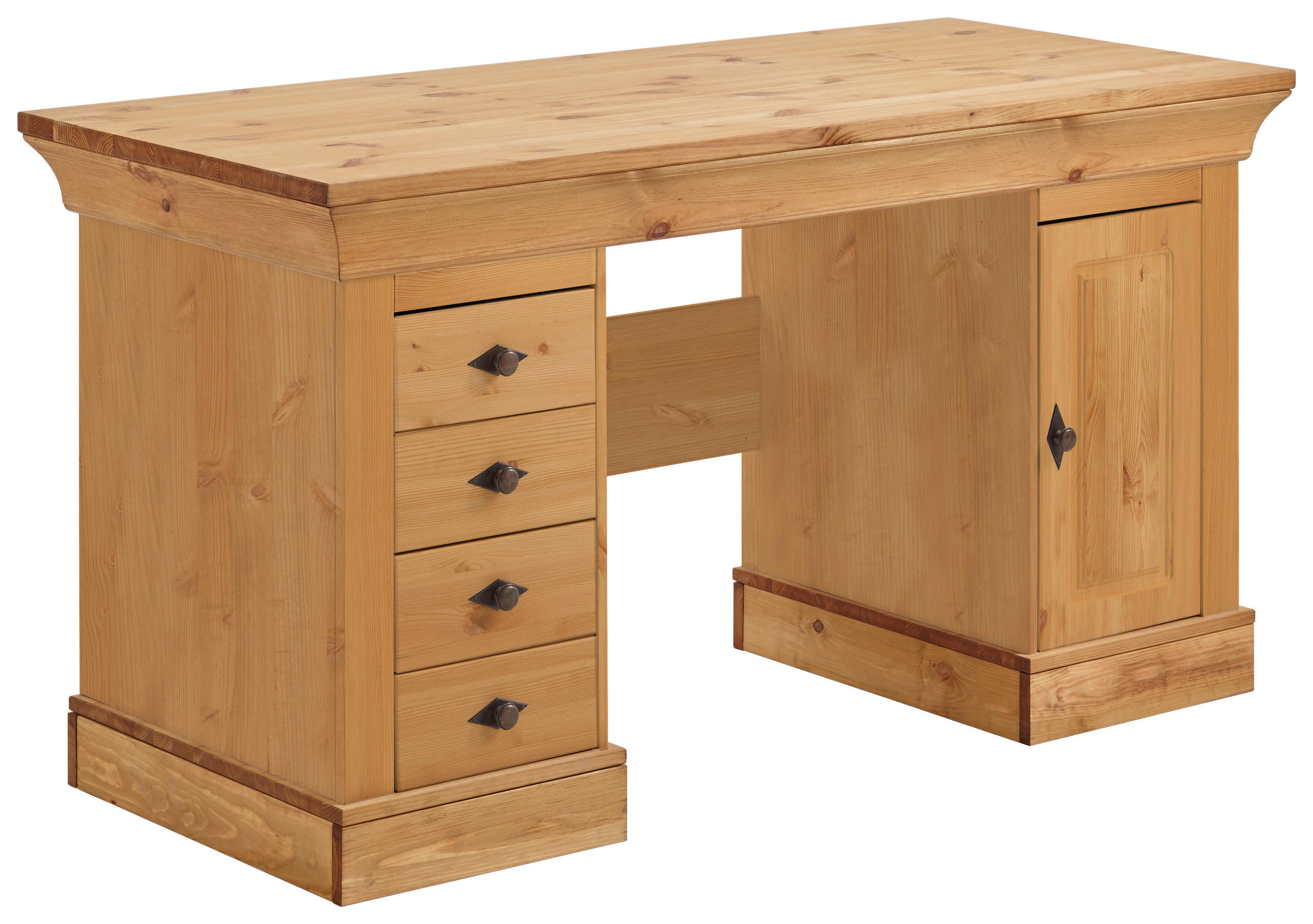 SCHREIBTISCH 143/65/77 cm  in Laugenfarbig  - Laugenfarbig/Kupferfarben, ROMANTIK / LANDHAUS, Holz/Metall (143/65/77cm) - Boxxx