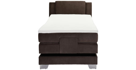 BOXSPRINGBETT 100/200 cm  in Dunkelbraun  - Dunkelbraun/Silberfarben, KONVENTIONELL, Kunststoff/Textil (100/200cm) - Esposa