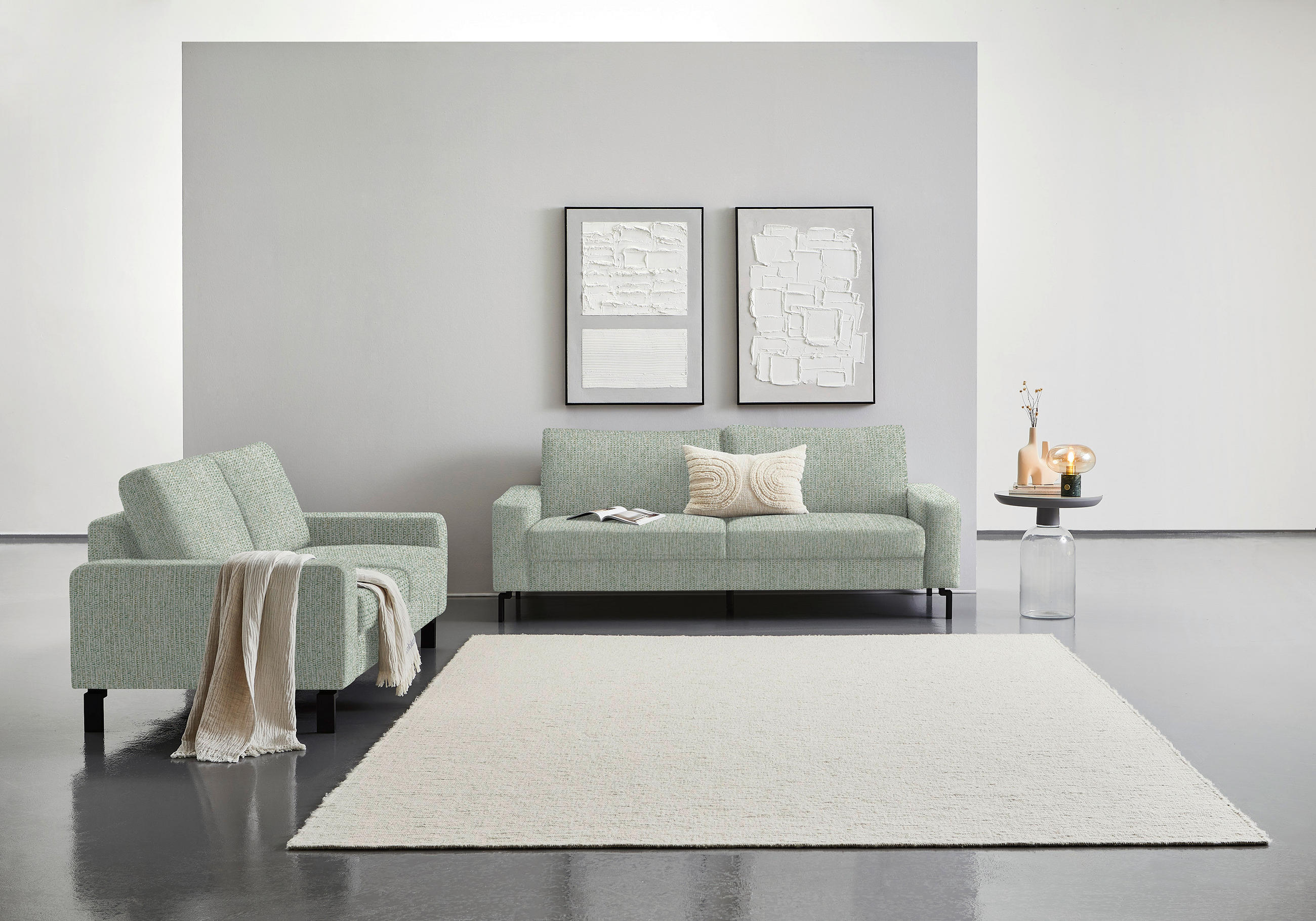 2-SITZER-SOFA in Flachgewebe Platinfarben  - Platinfarben/Schwarz, Design, Textil/Metall (178/86/97cm) - Hom`in