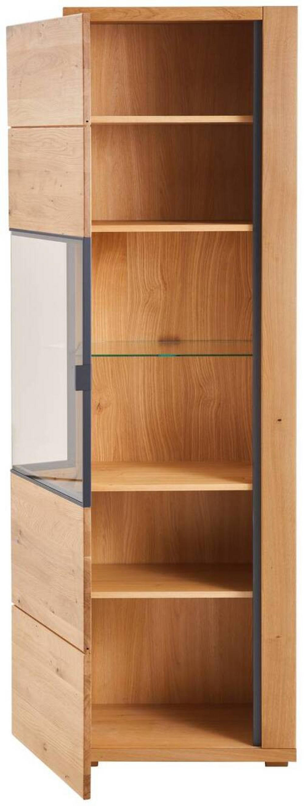 VITRINE Amaya Graphitfarben, Eichefarben  60/196/38 cm  - Eichefarben/Anthrazit, Natur, Glas/Holz (60/196/38cm) - Linea Natura