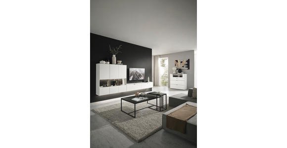 WOHNWAND  in Weiß  348,8/136,3/37,1 cm  - Schwarz/Weiß, Design, Glas/Keramik (348,8/136,3/37,1cm) - Dieter Knoll