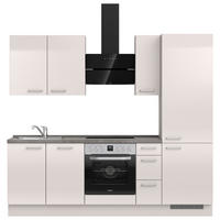 KÜCHENBLOCK 240 cm   in Schieferfarben, Hellgrau  - Schieferfarben/Edelstahlfarben, MODERN, Holzwerkstoff/Metall (240cm) - Nobilia