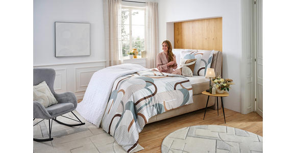BOXSPRINGBETT 180/200 cm in Beige - Beige/Schwarz, KONVENTIONELL, Textil/Metall (180/200cm) - Dieter Knoll