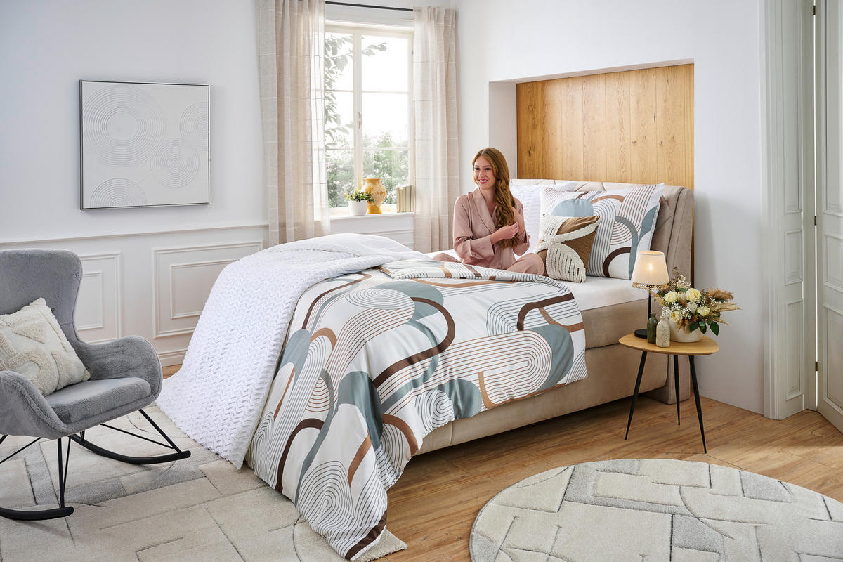 BOXSPRINGBETT 180/200 cm  in Beige  - Beige/Schwarz, KONVENTIONELL, Textil/Metall (180/200cm) - Dieter Knoll