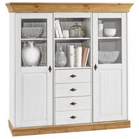 HIGHBOARD  in 143/145/45 cm  - Laugenfarbig/Weiß, ROMANTIK / LANDHAUS, Glas/Holz (143/145/45cm) - Boxxx