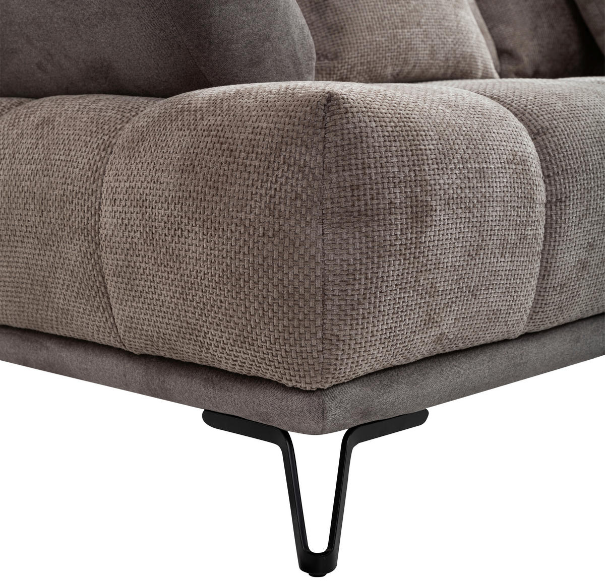 ECKSOFA Chenille Taupe  - Taupe/Schwarz, Modern, Textil/Metall (262/184cm) - MID.YOU