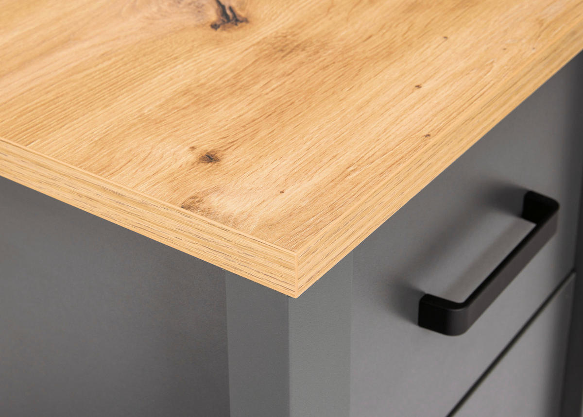 MIDISCHRANK 42/94/40 cm  - Anthrazit/Schwarz, Natur, Holzwerkstoff/Metall (42/94/40cm) - home24