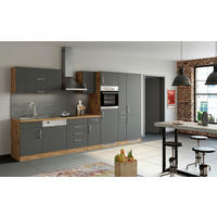 KÜCHENBLOCK 360 cm   in Anthrazit, Eiche Wotan  - Chromfarben/Anthrazit, MODERN, Holzwerkstoff/Metall (360cm) - Held