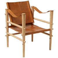 SESSEL in Echtleder Braun  - Braun/Naturfarben, ROMANTIK / LANDHAUS, Leder/Holz (59/79/61cm) - MID.YOU