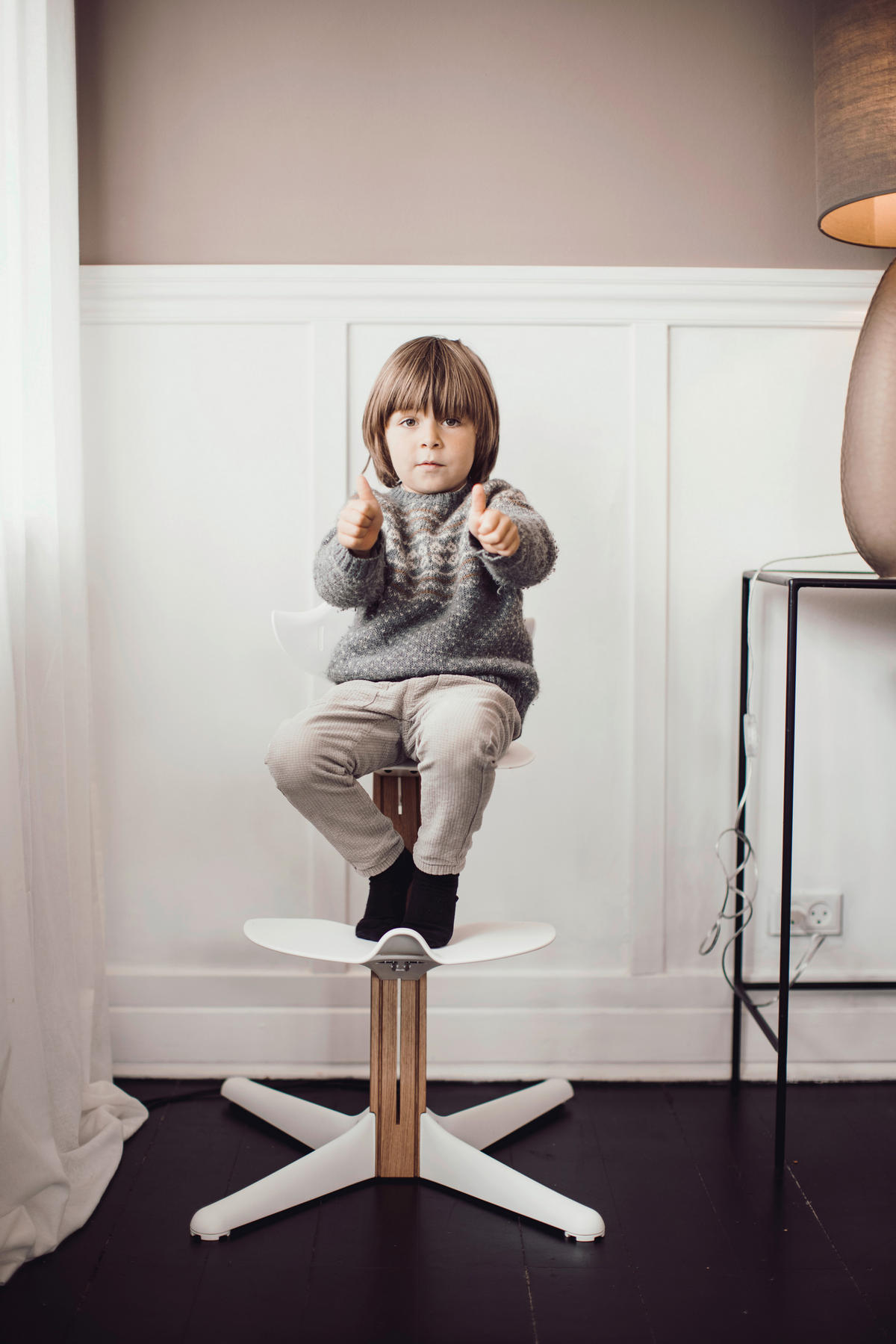 STOLČEK ZA HRANJENJE  NOMI    52/59/83,5 cm       barve bukve, črna  - črna/barve bukve, Trend, les (52/59/83,5cm) - Stokke