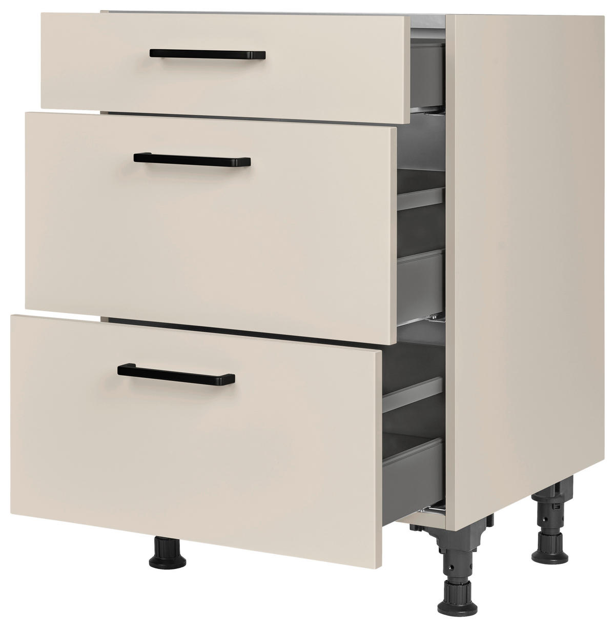 SCHUBKASTENUNTERSCHRANK 60/87/56 cm  in Sandfarben  - Sandfarben/Schwarz, MODERN, Holzwerkstoff/Metall (60/87/56cm) - Nobilia