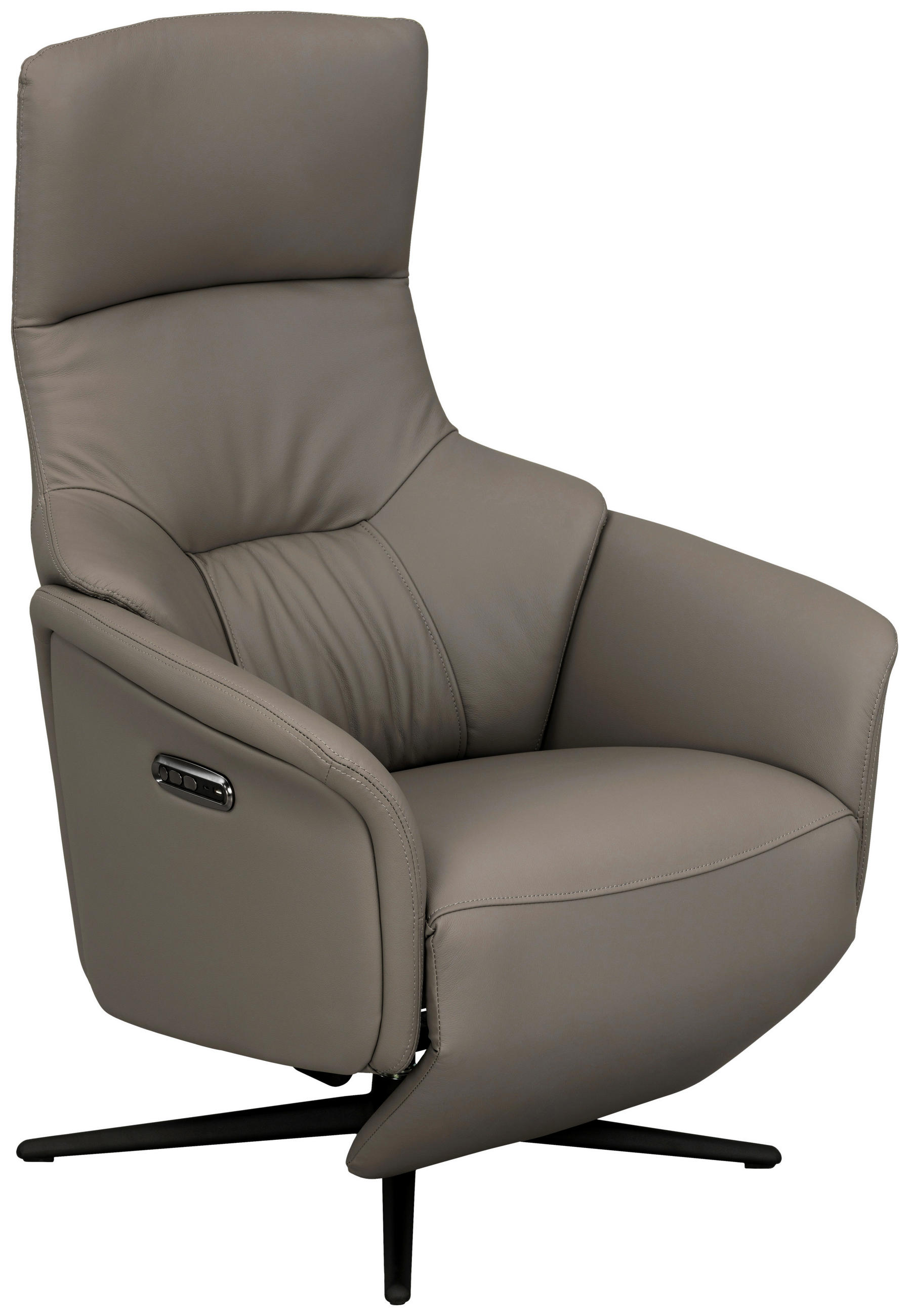 RELAXSESSEL Lederlook Kopfteilverstellung, Sitztiefenverstellung, Fußteilverstellung, Rücken echt    - Schwarz/Grau, Design, Textil/Metall (76/116/84cm) - Xora