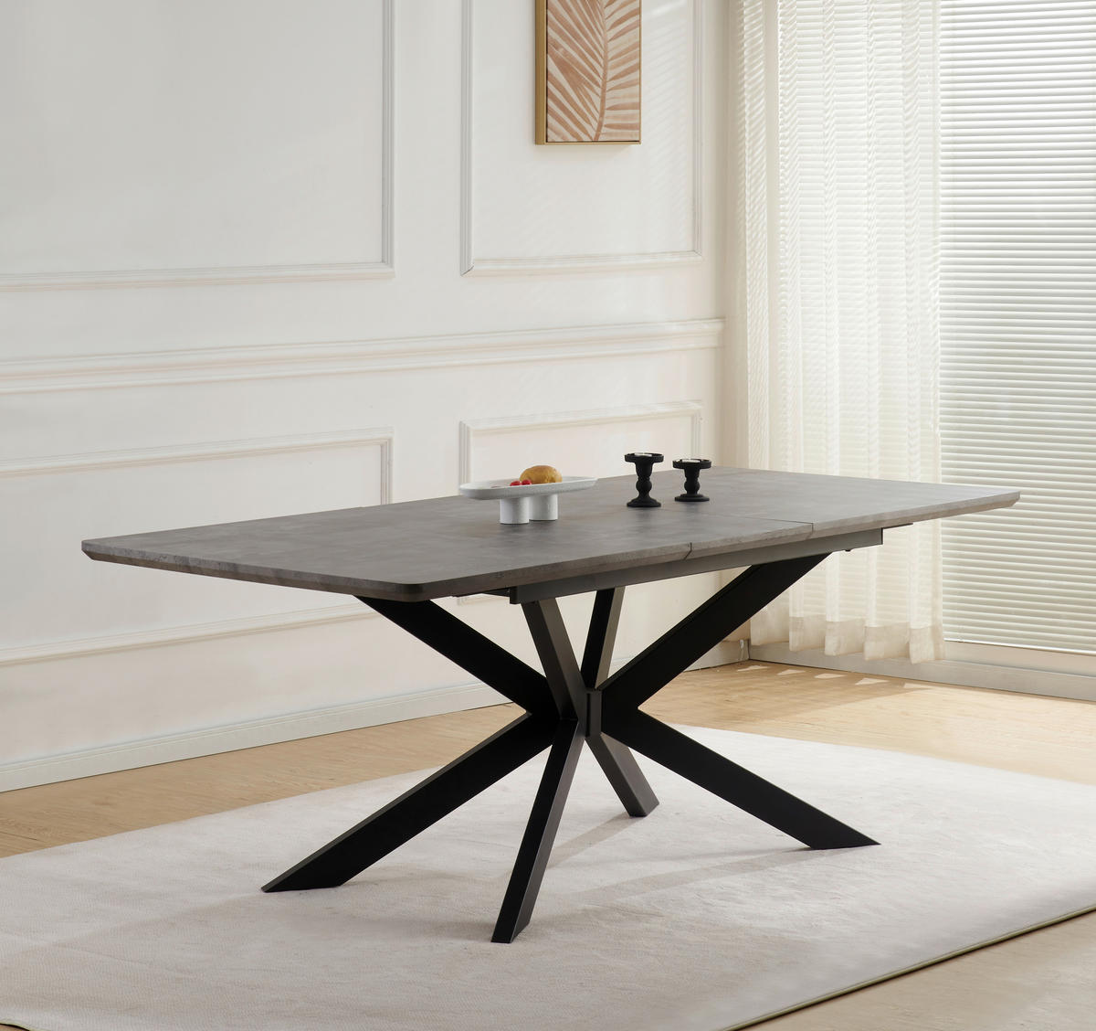 ESSTISCH Grau rechteckig  ausziehbar  - Schwarz/Grau, KONVENTIONELL, Holzwerkstoff/Metall (160-200/76/90cm) - MID.YOU