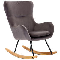 GUGALNI FOTELJ,  naravne barve, črna, svetlo siva les, kovina, tekstil - siva/črna, Moderno, kovina/tekstil (75/102/80cm) - MID.YOU