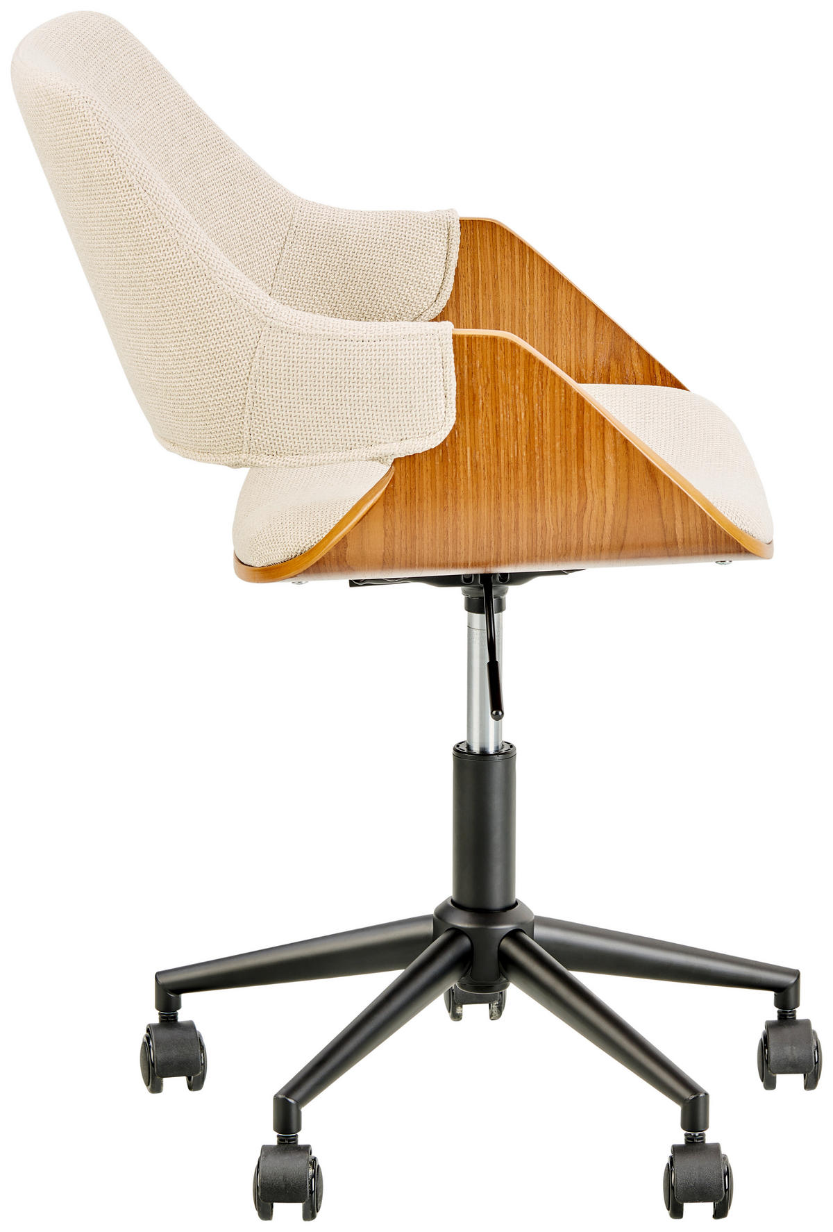 OTOČNÁ STOLIČKA, vzhľad ľanu, béžová, farba vlašského orecha - farba vlašského orecha/béžová, Modern, kov/drevo (51/78/88/57cm) - MID.YOU