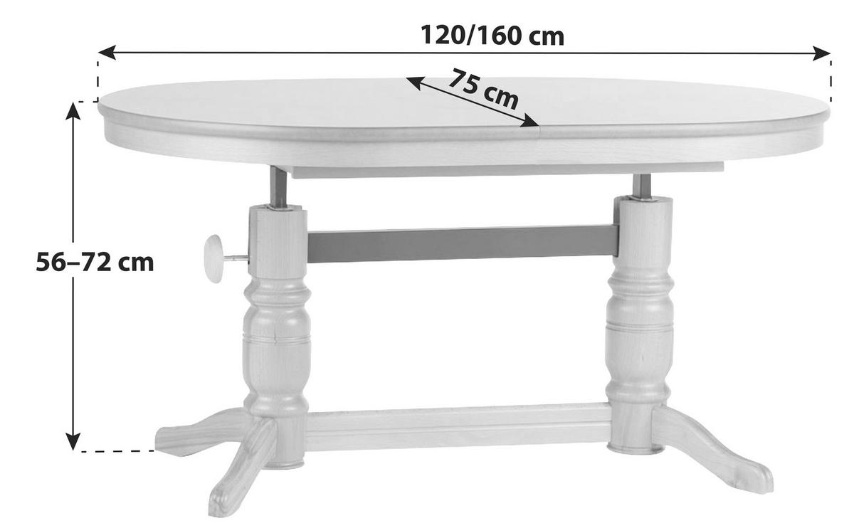 COUCHTISCH furniert, massiv 120-160/75/56-72 cm oval Buchefarben  - Buchefarben, Design, Holz/Holzwerkstoff (120-160/75/56-72cm) - MID.YOU