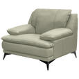 SESSEL in Echtleder Taupe  - Taupe/Schwarz, Design, Leder/Metall (115/92/98cm) - Novel