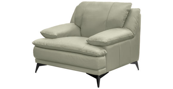 SESSEL in Echtleder Taupe  - Taupe/Schwarz, Design, Leder/Metall (115/92/98cm) - Novel