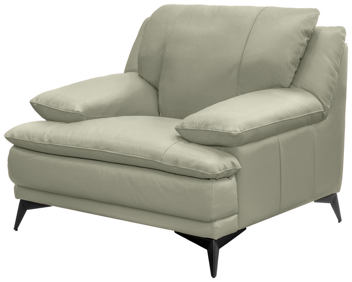 SESSEL in Echtleder Taupe  - Taupe/Schwarz, Design, Leder/Metall (115/92/98cm) - Novel