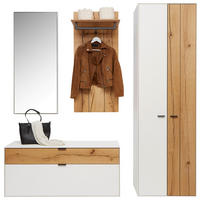 GARDE-ROBE  in 198,8/205,5/37,1 cm  - Weiss/Eichefarben, Design, Glas/Holz (198,8/205,5/37,1cm) - Dieter Knoll