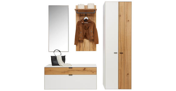 GARDEROBE in 198,8/205,5/37,1 cm - Eichefarben/Weiß, Design, Glas/Holz (198,8/205,5/37,1cm) - Dieter Knoll