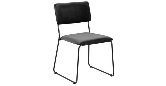 STUHL  Stoffauswahl Samt  - Dunkelgrau/Schwarz, KONVENTIONELL, Textil/Metall (50/80/53,5cm) - Carryhome