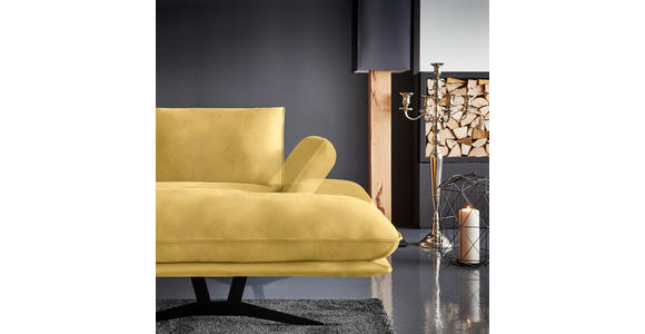WOHNLANDSCHAFT in Echtleder Gelb - Gelb/Schwarz, Natur, Leder/Metall (217/359/155cm) - Dieter Knoll
