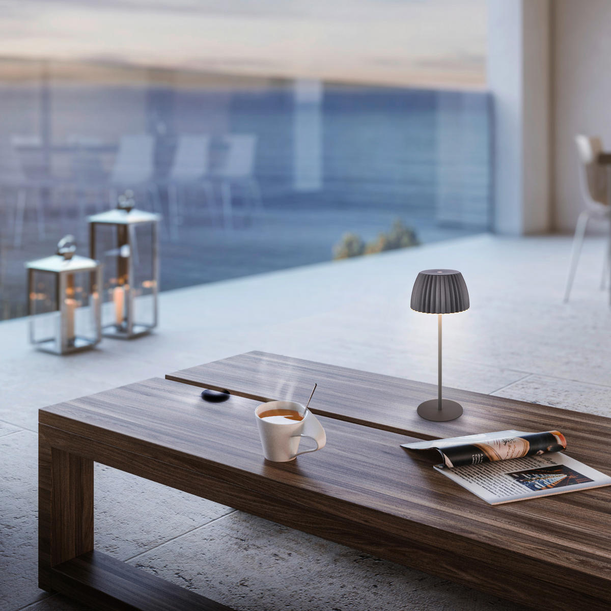 AKKU-TISCHLEUCHTE 14,5/36,5 cm  - Schwarz, Basics, Kunststoff/Metall (14,5/36,5cm)