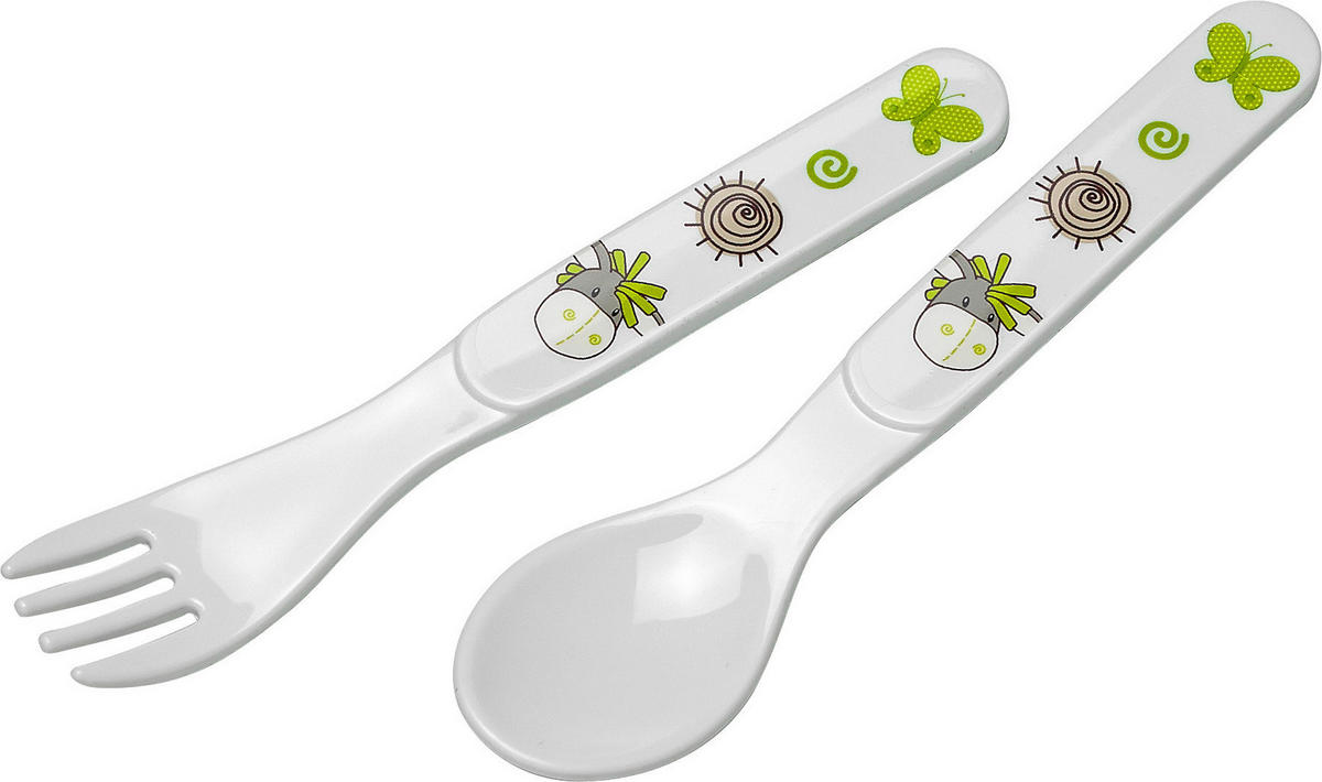 KINDERBESTECK 2-teilig  - Weiss/Grün, Trend, Kunststoff (13,5cm) - My Baby Lou