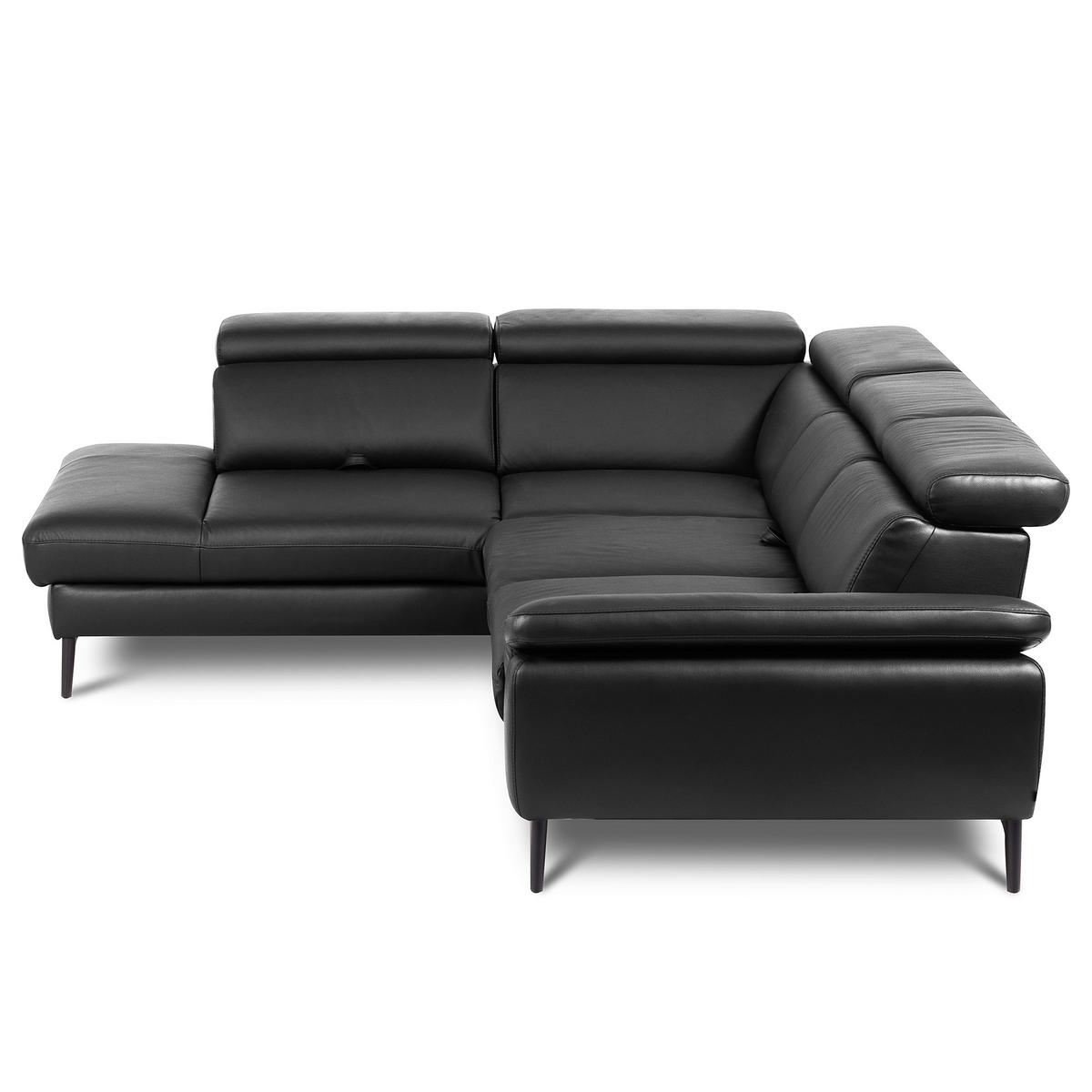 ECKSOFA  in Lederlook Echtleder Schwarz  - Schwarz, Design, Leder/Textil (220/274cm) - Livetastic