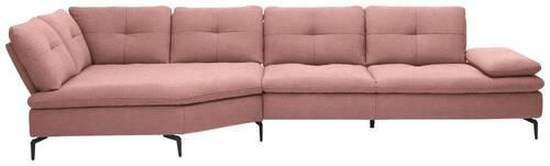 ECKSOFA in Flachgewebe Altrosa  - Schwarz/Altrosa, Design, Textil/Metall (157/344cm) - Chilliano