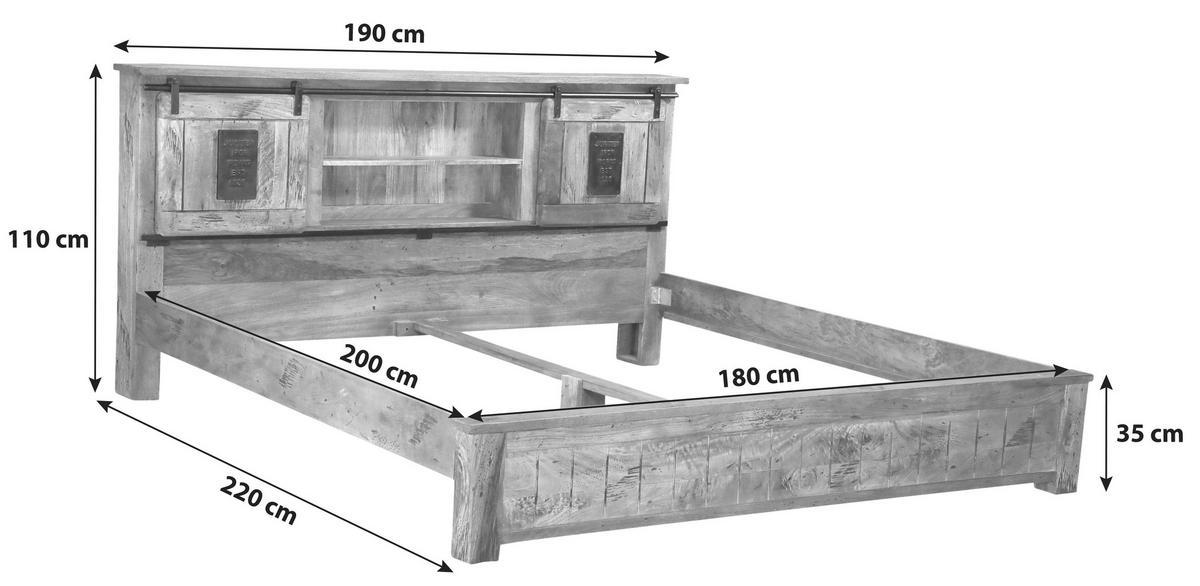 BETT - Naturfarben, KONVENTIONELL, Holz (180/200cm) - Livetastic
