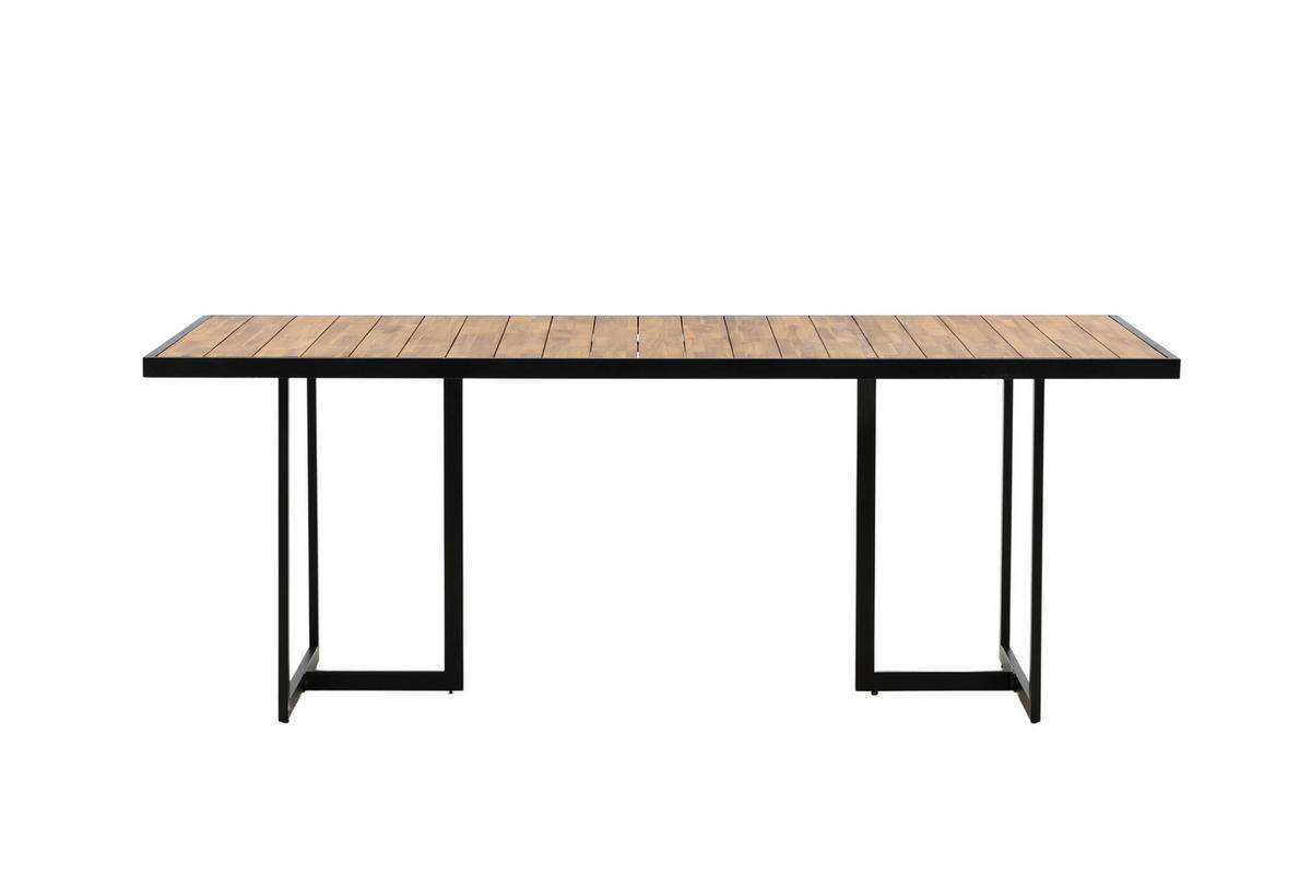 GARTENTISCH 200/100/75 cm Holz, Metall rechteckig  - Schwarz/Akaziefarben, MODERN, Holz/Metall (200/100/75cm) - Gardenson