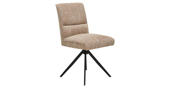 STUHL - Sandfarben/Schwarz, Design, Textil/Metall (48/91/67cm) - Moderano