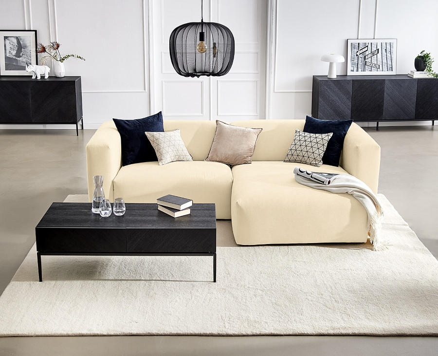 ECKSOFA in Struktur Beige - Beige, Modern, Textil (255/72/160cm) - Trendmanufaktur