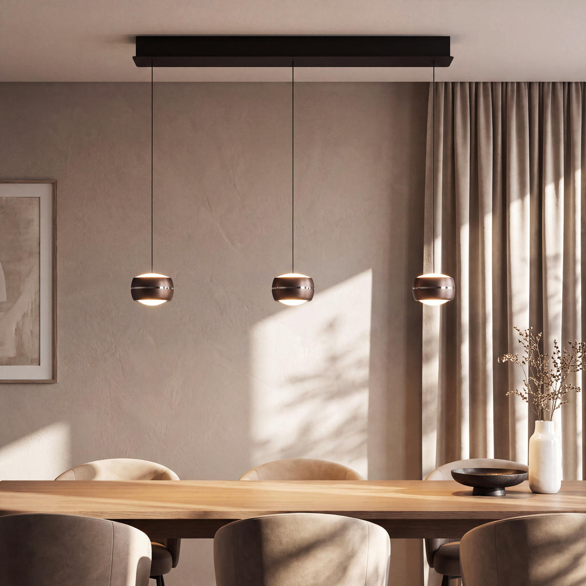 LED-HÄNGELEUCHTE Itonda 100/12/180 cm  - Braun, Design, Glas/Metall (100/12/180cm) - Dieter Knoll