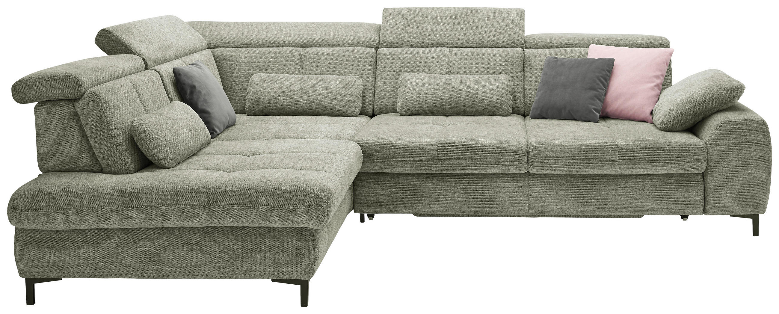 ECKSOFA Grün Webstoff  - Schwarz/Grün, KONVENTIONELL, Textil/Metall (220/314cm) - SetOne by Musterring