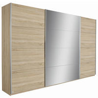 SCHWEBETÜRENSCHRANK in Sonoma Eiche  - Silberfarben/Sonoma Eiche, Design, Glas/Holzwerkstoff (315/229/62cm) - Xora