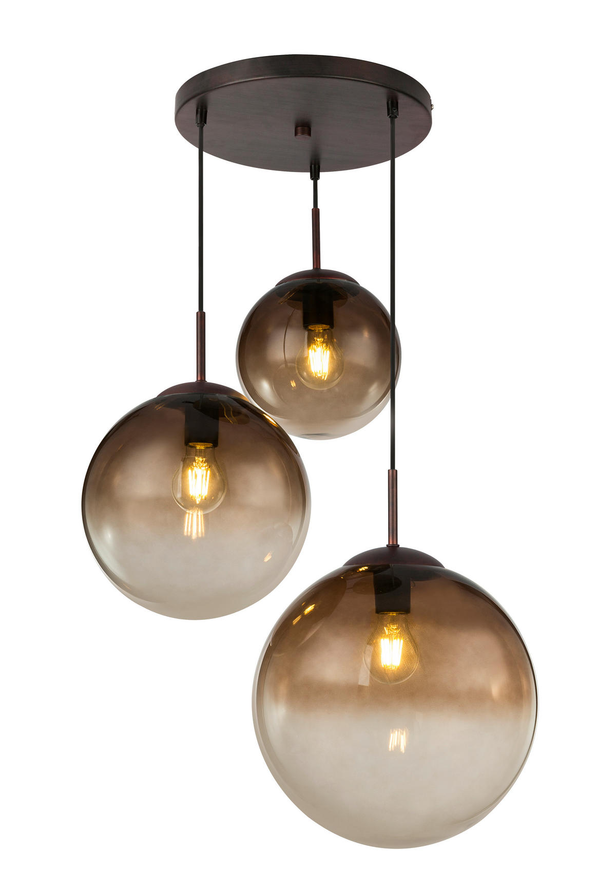 HÄNGELEUCHTE VARUS 51/120 cm   - Bernsteinfarben/Braun, Design, Glas/Metall (51/120cm) - Globo