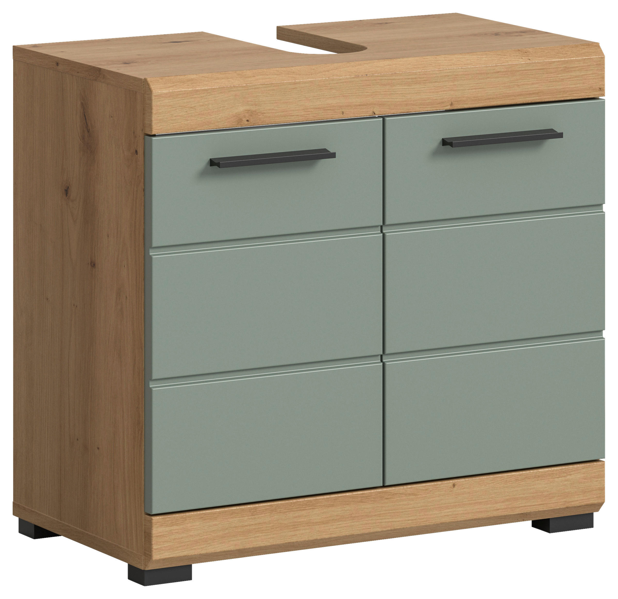WASCHBECKENUNTERSCHRANK 60/56/34 cm  - Salbeigrün/Schwarz, MODERN, Holzwerkstoff/Kunststoff (60/56/34cm) - MID.YOU