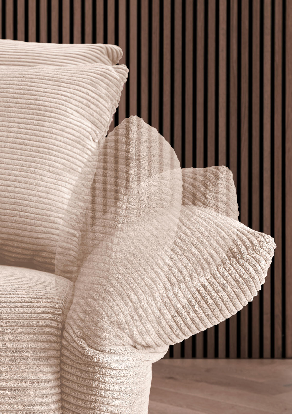 ECKSOFA in Cord Beige  - Beige/Schwarz, Design, Textil/Metall (256/256cm) - Livetastic