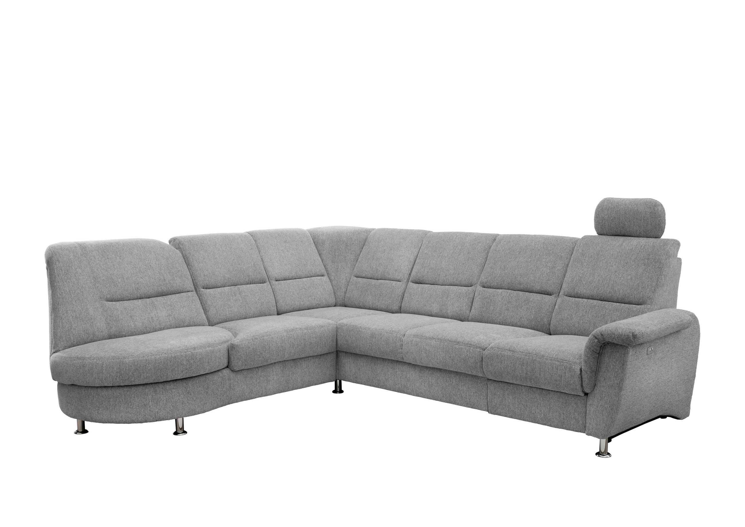 ECKSOFA in Chenille Silberfarben  - Chromfarben/Silberfarben, Modern, Textil/Metall (236/275cm) - Livetastic