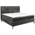 BOXSPRINGBETT 160/200 cm,  in Anthrazit, Topper, H2 + H3 = mittel + fest  - Anthrazit/Schwarz, Design, Textil/Metall (160/200cm) - Esposa