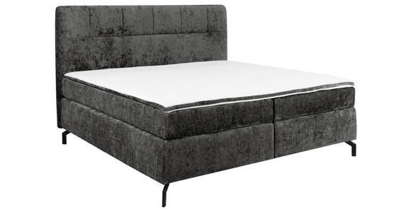 BOXSPRINGBETT 160/200 cm,  in Anthrazit, Topper, H2 + H3 = mittel + fest  - Anthrazit/Schwarz, Design, Textil/Metall (160/200cm) - Esposa