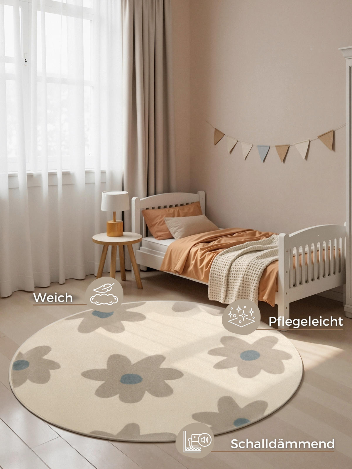 KINDERTEPPICH 160 cm Adventures Blume  - Multicolor/Creme, Design, Kunststoff/Textil (160cm) - Hanse Home