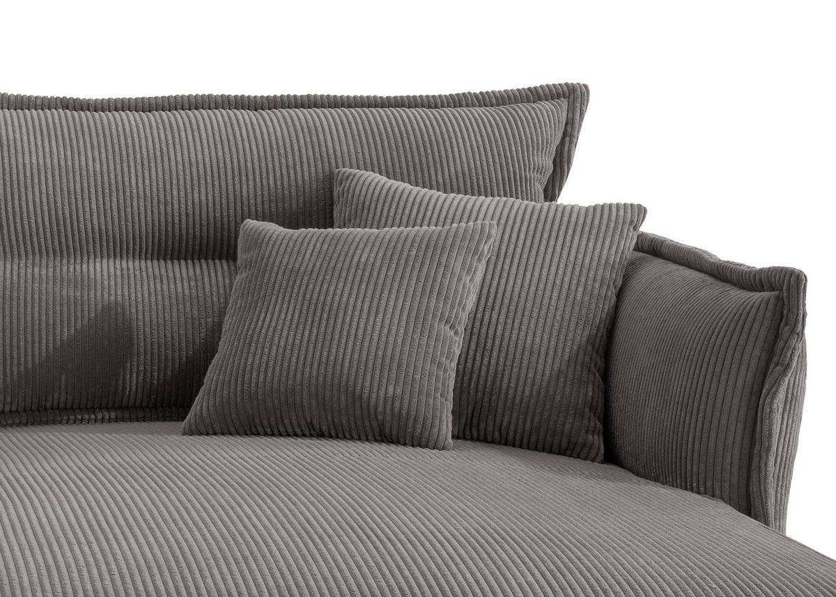 ECKSOFA Grau Cord  - Schwarz/Grau, MODERN, Textil/Metall (255/180cm) - Livetastic