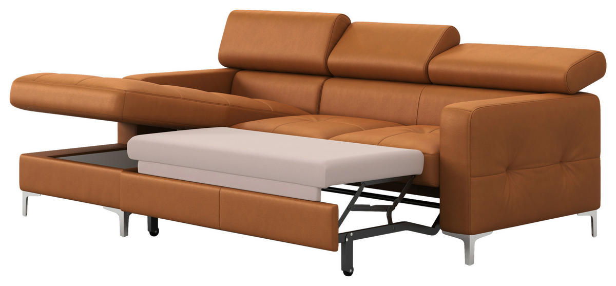 ECKSOFA Gelb Echtleder  - Chromfarben/Gelb, Design, Leder/Metall (168/227cm) - Livetastic